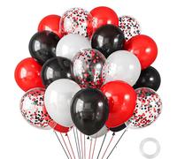 30pcs Red Black White Balloons Different Sizes 12 10 Inches with Red Black Confetti Balloons Kit for Birthday Baby Shower Graduation Wedding Party Decoration