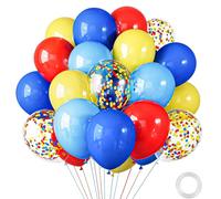 30pcs Red Yellow and Blue Balloons Different Sizes 12 10 Inches Colorful Confetti Balloons Kit for Birthday Graduation Carnival Themed Party Decoration