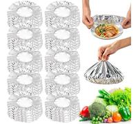 30PCS Reusable Aluminum Foil Food Covers, Washable Stretchy Foil Food Covers for Microwave Oven, Foils Wraps - Fresh Keeping for Meal Prep Baking Leftovers and Storage