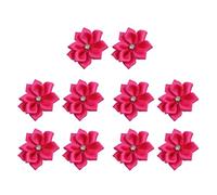 30PCS Rose Red Polyester Ribbon Flowers 3cm Rhinestone Artificial Fabric Flowers Sewing Appliques Embellishments for DIY Crafts Clothing Hair Accessory