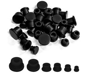 30Pcs Salt and Pepper Stoppers Plugs, 6 Sizes of Silicone Reusable Plugs, Flexible Replacement Bottle Stoppers for a Secure Seal on Various Containers Black(8/9.5/11.5/12.5/13.5/15 mm)