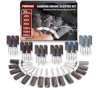 30Pcs Sanding Drums Sandpaper Sticks Set with 1/8"(3mm) Shank for Dremel Rotary Tool,Sanding Drum Bits 400/600/800/1000/1500/2000 Grits for Metal Rust Removal/Jade Polishing/Stone Grinding