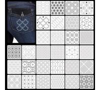 30Pcs Sashiko Stencils Quilting Templates Wash Away Kit, 4.7x4.7 Inch PET Plastic Embroidery Stencils with Geometric Patterns for Sewing, Hand Quilting, Textile Design, Embossing and Craft Projects