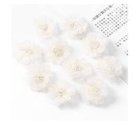 30pcs Satin Ribbon Organza 3D Artificial Flowers For Wedding Decor, DIY Crafts, Hibiscus Fabric Appliques With Pearls, Lightweight For Sewing & Home Wreaths(White)