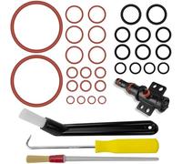 30pcs Seals O-Ring for Support Valve, Steam Valve Brewing Group Outlet Valve Suitable compatible with Phillips Saeco Spidem Gaggia, with Curved Coffee Brush, Brush, and 45°Hook (7 Models)