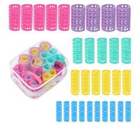 30Pcs Self-Grip Hair Rollers Set, No Heat Hairs Roller, Five Sizes Rollers for Long Medium Short Hairs, Plastic Snap-on Hair Curlers with Transparent Zipper Bag for Women DIY