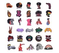 30PCS Shoe Charms for Crocs Clog Decoration for jibbitz Accessories, Christmas Cute Black Girls Cro Charm DIY for Teens Adults Kids Birthday Thanksgiving Bracelet Wristband Clog Sandals Party Favors