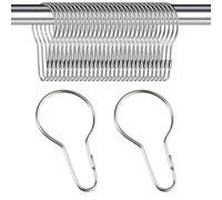 30PCS Shower Curtain Rings, Curtain Hangers Hanging Shower Clips,Stainless Steel Metal Rust Proof Decorative Hooks Loop for Bathroom Bedroom Kitchen Curtain Rods