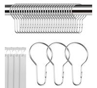 30PCS Shower Curtain Rings, Hanging Shower Clips, Stainless Steel Metal Rust Proof Decorative Hooks Loop for Bedroom Bathroom Kitchen Curtain Rods