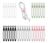 30Pcs Silicone Cable Ties Reusable Cord Organiser, Reusable Data Cable Organizer, Cable Straps Management Cable Tidy Clips for Organizing Wire Earphone Phone Charger Audio Cable Computer 5 Colors