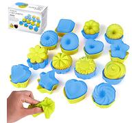 30PCS Silicone Muffin Cupcake Moulds Reusable Non Stick Baking Cases Food Grade Cake Molds Air Fryer Liners Assorted Shapes Blue Green Bakeware Oven Microwave Dishwasher Safe