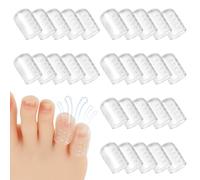 30Pcs Silicone Toe Protectors, Gel Anti-Friction Toe Protector Breathable Toe Caps Guards for Men Women, Soft Clear Little Toe Covers Silicone Toe Sleeves for Corns, Blisters and Pain Relief