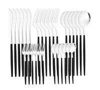 30Pcs Silverware Set, Black Stainless Steel Flatware Set Mirror Polished Tableware Cutlery Utensil Set for Kitchen Western Food, Dishwasher Safe