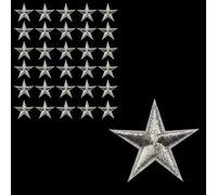 30PCS Sliver Star Iron On & Sew on Patches,3 * 3CM Hot Melt Adhesive Embroidery Appliques for Clothes, Bags, DIY Craft Decor