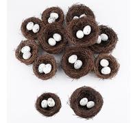 30Pcs Small Artificial Bird Nests with Eggs for Crafts, Handmade Natura Rattan Birds Nest Decorations for Easter, Wedding, Party,Home,Christmas Tree,Spring Nature Decor (10 Mixed Small Nests,20 Eggs)