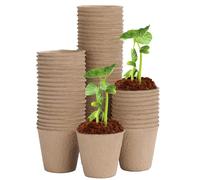 30PCS Small Fibre Seedling Pots,Round Organic Fibre Biodegradable Plant Pots for Plant Cultivation Compostable Containers for Growing Vegetables Fruit Herb Flower (10 cm)
