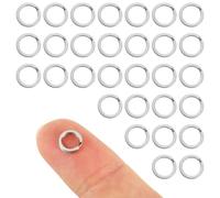 30pcs Small Stainless Steel Round Key Ring, 0.43in Mini Silver Split Jump Ring Dog ID Tags Accessory for Making Jewelry Crafts & Car Keys Organization