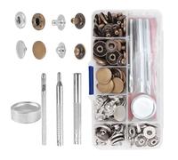 30Pcs Snap Fasteners Tool Kit, No-Sew Press Studs, Rust-Proof & Durable for Leather, Clothing, Purse, Jackets, Jeans, Bags, Machine-Washable & Dry-Cleanable (Black+Silver) DIY/Sewing/Crafts