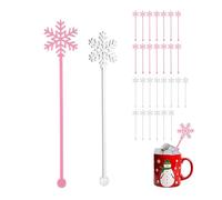 30Pcs Snowflake Coffee Stirrers Winter Stir Sticks Cocktail Drink Swizzle Sticks Reusable Beverage Stirrer Hot Cocoa Chocolate Bar Supplies for Home Party Decor(White,Pink)