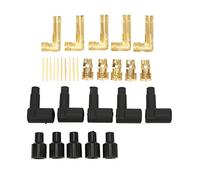 30PCS Spark Plug Coil Wire Boot Black Rubber Material Terminal Kit, 90 Degree Boots HEI Distributor for 6-10mm Wires Ignition