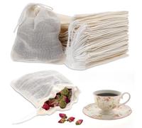 30pcs Spice Bag for Cooking 3.15x 3.94 in Disposable Cotton Drawstring Bag Empty Tea Bags for Loose Tea Filter Bags for Loose Leaf Drawers and Closets
