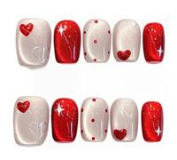 30Pcs St Patricks Day Press on Nails Short Almond Fake Nails with Green Glitter Designs Irish Shamrocks False Nails St. Lucky Clover Full Cover Glue on Nails for Women (Heart Nails-2)