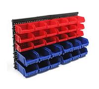 30pcs Stackable Bin Wall Mounted Parts Storage Rack Organiser Wall Shelving System Plastic