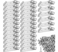30Pcs Stainless Steel Furniture Corner Connector with Screws, Universal Cabinet Angle Brackets, Triangle Support Frame, Metal Fixed Trapeziform Fastener for Wood Shelf, Table, Desk, Chair,Storage Rack