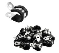 30Pcs Stainless Steel Rubber Lined Pipe Clamps, 5/8in 16mm P-Type Clips for Cable, Cord, Tube, Metal Wire Conduit