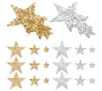 30pcs Star Iron on Glitter Patches for Clothes and Bags Polyester | Quick Hole Coverage, Shiny Surface, for Scrapbooking, Art, Backpack Straps and Easy No Sew Fix