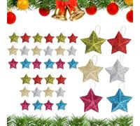 30Pcs Star Pendants for Christmas Tree, Glitter Xmas Star Hanging Ornaments, Party New Year Christmas Tree Décor, 5 * 5cm