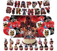 30PCS Strange Party Decorations, Movie Theme Birthday Decorations With Banner Latex Balloons Cake Topper Cupcake Toppers, Birthday Party Supplies for Kids Boys And Girls