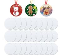 30pcs Sublimation Ornament Blanks, 3 inch Round MDF Personalized Sublimation Blanks Pendants Double Side Christmas Tree Discs Hanging Ornaments DIY Crafts Gift Decoration