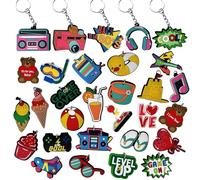 30pcs Summer Fun Keychains, Rubber Charms, Gaming Beach Theme Party Favors for Party Favors, Classroom Rewards, Student incentives, Carnival prizes