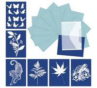 30PCS Sun Print Paper Kit 5.83x4.13in A6 Cyanotype Paper with Transparent Folder High Sensitive Nature Solar PrintPaper Activated Sun Art Printing for Kids Adults DIY Crafts DIY Project