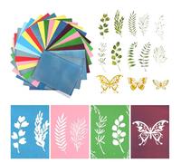 30PCS Sun Print Paper Kit, Colorful A5 Cyanotype Paper with Green Leaves Butterflies and Folder, Cyanotype Printing Paper High Sensitive Solar Print Paper for Arts Crafts DIY Projects