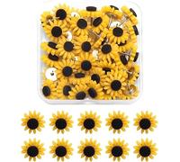 30Pcs Sunflower Push Pins, Pletpet Cute Decorative Sunflowers Push Pins for Cork/Bulletin Board with Square Box, Sturdy Thumbtacks for Holding Photos Files