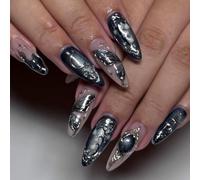 30Pcs Sweet Cool Styles False Nails Including Butterfly Moons Stars and 3D Cats Eye Effect for Easy Application and Comfort Sweet Cool Presses Ons
