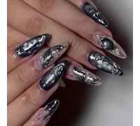 30Pcs Sweet Cool Styles False Nails Including Butterfly Moons Stars and 3D Cats Eye Effect for Easy Application and Comfort Butterfly Pattern Nails