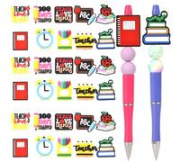 30pcs Teacher Silicone Focal Beads Focal Beads for Pens Characters School Silicone Focal Beads Bulk Silicone for Beadable Pen Keychain Making