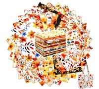 30pcs Thanksgiving Fall Fabric 10 x 10 Inch Cotton Fabric Bundles Maple Leaf Pumpkin Floral Plaid Stripe Squares Autumn Thanksgiving Sewing Fabrics for DIY Craft Party Decor (Fall Floral)