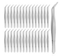 30PCS Thickened Stainless Steel Tweezers with Curved Serrated Tip, 6.3×0.4in Multipurpose Tweezers for Crafting, Craft Sewing, Garden Work and Feeding Small Animals, Non-Slipping Hand Tools (Sliver)
