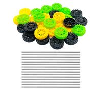 30PCS Toy Car Wheels 2mm Dia Shaft Plastic Wheels with 15PCS Shaft Round Rod Axles for RC Car Truck Robot DIY Model Toy Accessories Parts (Mix Color 1)