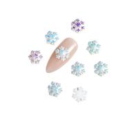 30Pcs Transparent Gradient Snowflake Resin Nail Art Decorations Colorful Minimalist Star Snowflake Nail Charms DIY Nail Supplies(White,6mm)