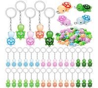 30PCS Travel Turtle Keychain, Five Colors Cute Tortoise Shape Charms with Keychain, Portable Turtle Pendant, Backpack, Turtle Animal Keyring for Backpack,Key Rings, Wallets, Backpack Accessories