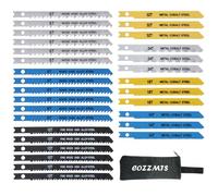 30PCS U-Shank Jig Saw Blade Set for Wood Plastic Metal Cutting Compatible with Bosch SKIL Black and Decker Jigsaw Blades U Shank Includes 6T 8T 10T 14T 18T 24T 32T with 420D Zipper Bag