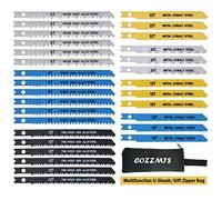30PCS U-Shank Jig Saw Blade Set for Wood Plastic Metal Cutting Compatible with Bosch SKIL Black and Decker Jigsaw Blades U Shank Includes 6T 8T 10T 14T 18T 24T 32T with 420D Zipper Bag