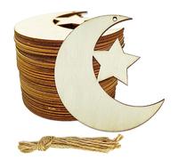 30PCS Unfinished Moon Star Wood DIY Crafts Cutouts - Blank Wooden Moon Star Craft Shapes to Turn into Baby Shower Favors, Christmas Ornaments, Gift Tags and Craft Projects