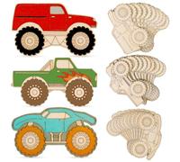 30Pcs Unfinished Wooden Car Cutouts for Kids Crafts Blank Wood Truck Shapes Paintable Slices Smooth Timber Discs for DIY Art Projects Birthday Party Favours Classroom Creative Activities
