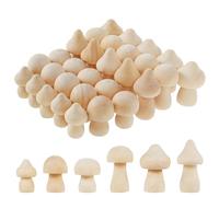 30pcs Unfinished Wooden Mushroom, Natural Mushroom Figurines, Unpainted Wood Mushrooms, DIY Unfinished Wooden Toys for Children's Arts Graffiti and Crafts Projects Decoration